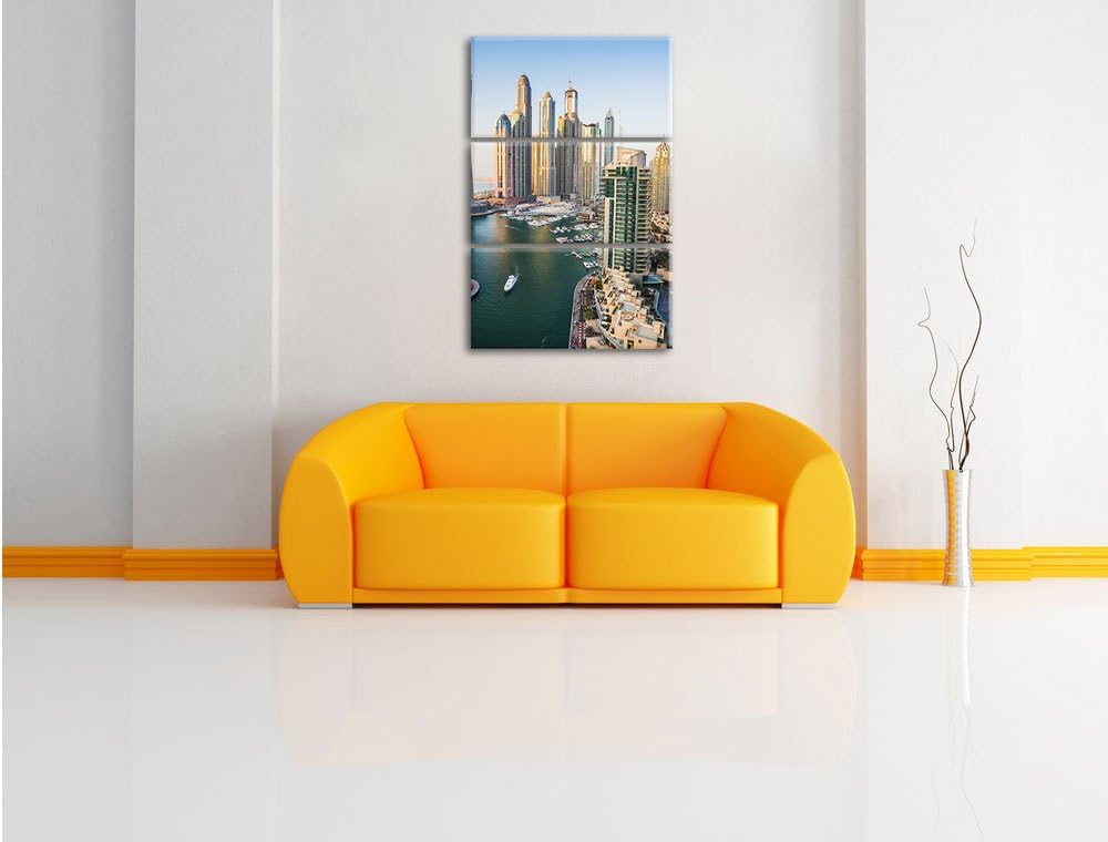 Pixxprint Dubai Metropole als Leinwandbild - Grösse: 3-Teilig (120x80cm) - Wandbild - Kunstdruck - f