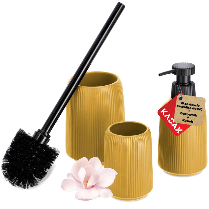 KADAX Badezimmer Zubehör Set, Modernes Badzubehör, Badaccessoires aus Keramik, Bad Accessoires (Gelb