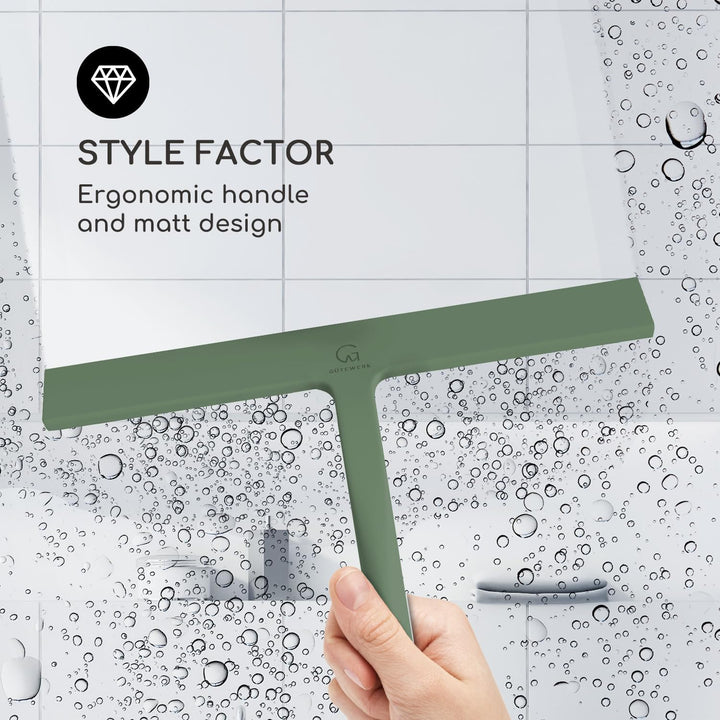 Gütewerk Duschabzieher, Silikon-Abzieher Dusche, Hygienischer Abzieher für Badezimmer, Duschwand & F