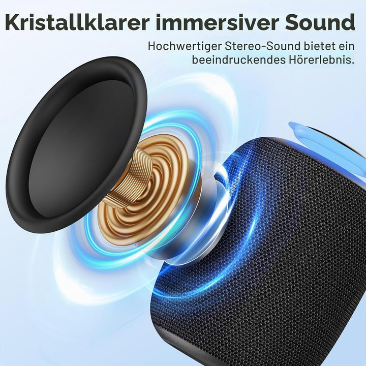 oraolo Bluetooth Lautsprecher, IPX7 Wasserdicht Musikbox Bluetooth, 30 Stunden Abspielzeit, LED Bele