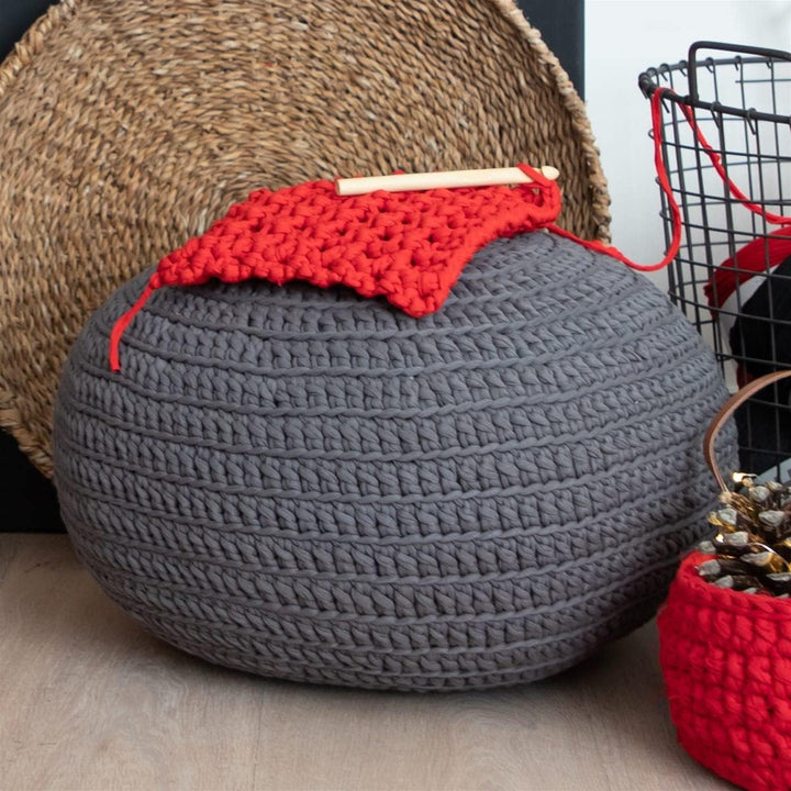 DIY Häkel & Strick Set Zpagetti Pouf Smokey Antracite Anthrazit, Anthrazit