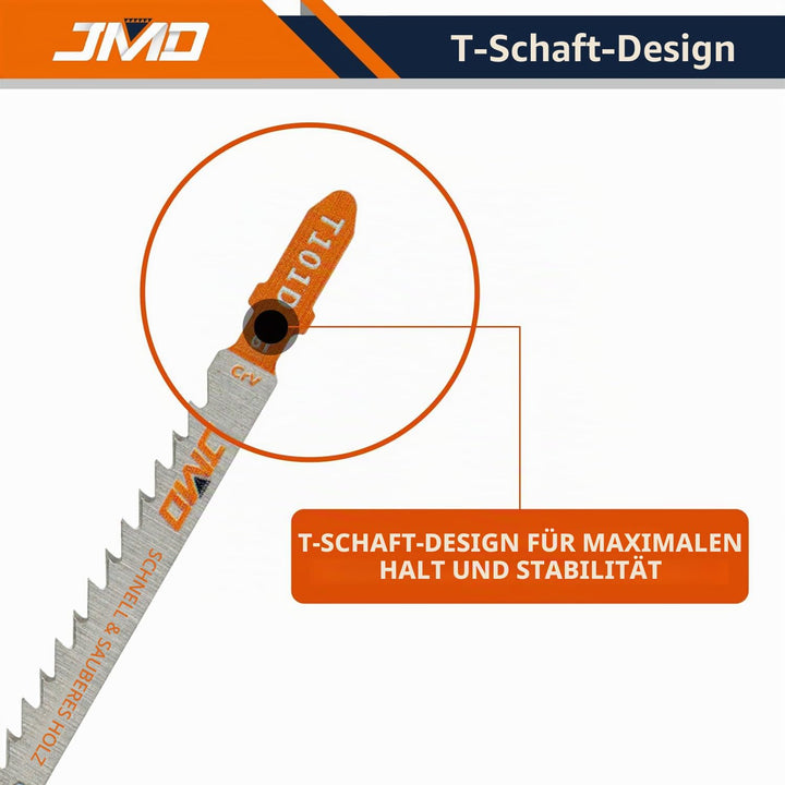 JMD 30 x T101D Holz Stichsägeblätter Set 100mm 6TPI Sägeblätter Stichsäge für Holz und Kunststoffsch