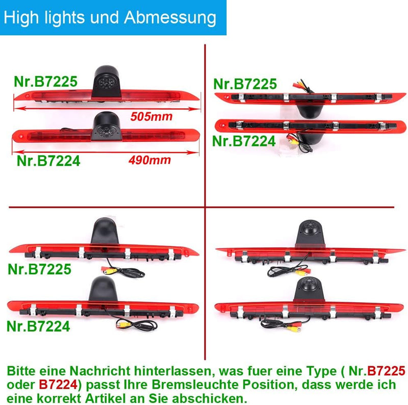 170° Weitwinkel Auto Rückfahrkamera im 3. Bremslicht Bremsleuchte Kamera Rückfahrsystem+7" LCD Monit