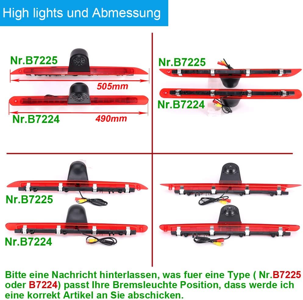 Navinio Auto Dritte Dach Top Mount Bremsleuchte Kamera Bremslicht Einparkkamera Rückfahrkamera IR Li
