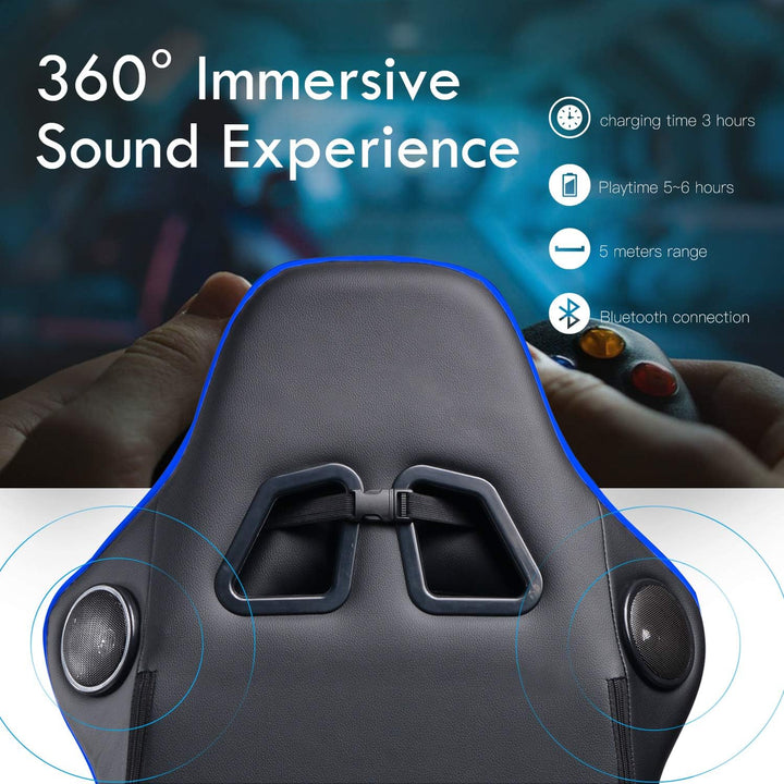 GTPLAYER Gaming Stuhl Gamer Stuhl mit Fussstütze Bluetooth Lautsprecher Ergonomischer Bürostuhl Comp