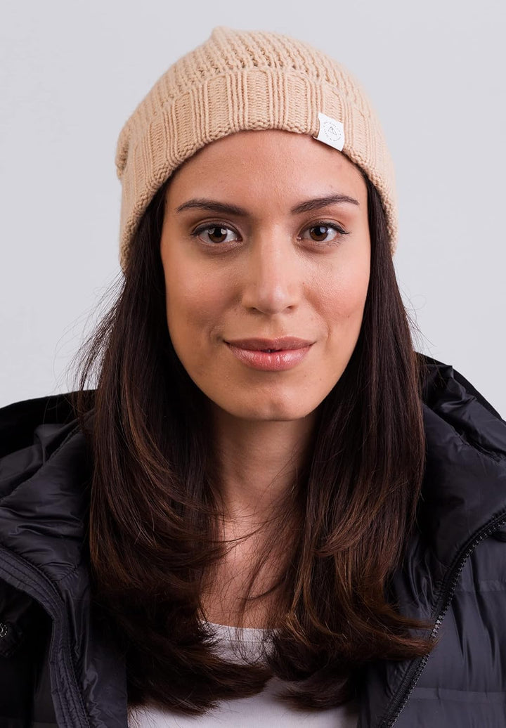 CASH-MERE.CH 100% Kaschmir Mütze | Strickmütze mit Pompon für Damen und Jugendliche Einheitsgrösse C