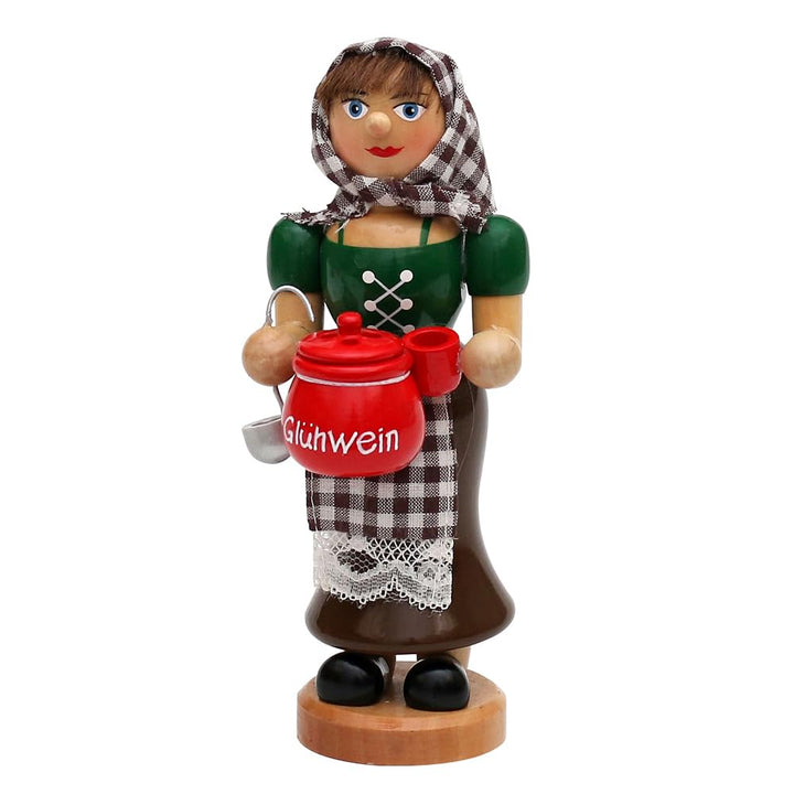 Dekohelden24 Räucher Glühweinfrau mit rauchenden Glühweintopf, ca. 19 cm