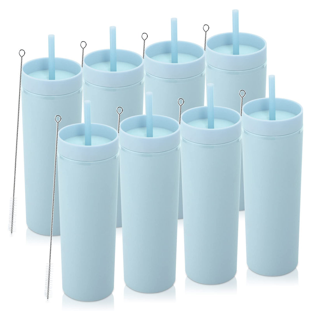 Volhoply 600ml Trinkbecher mit Deckel und Strohhalm Achterpack,Doppelwandiger Wiederverwendbar Reise