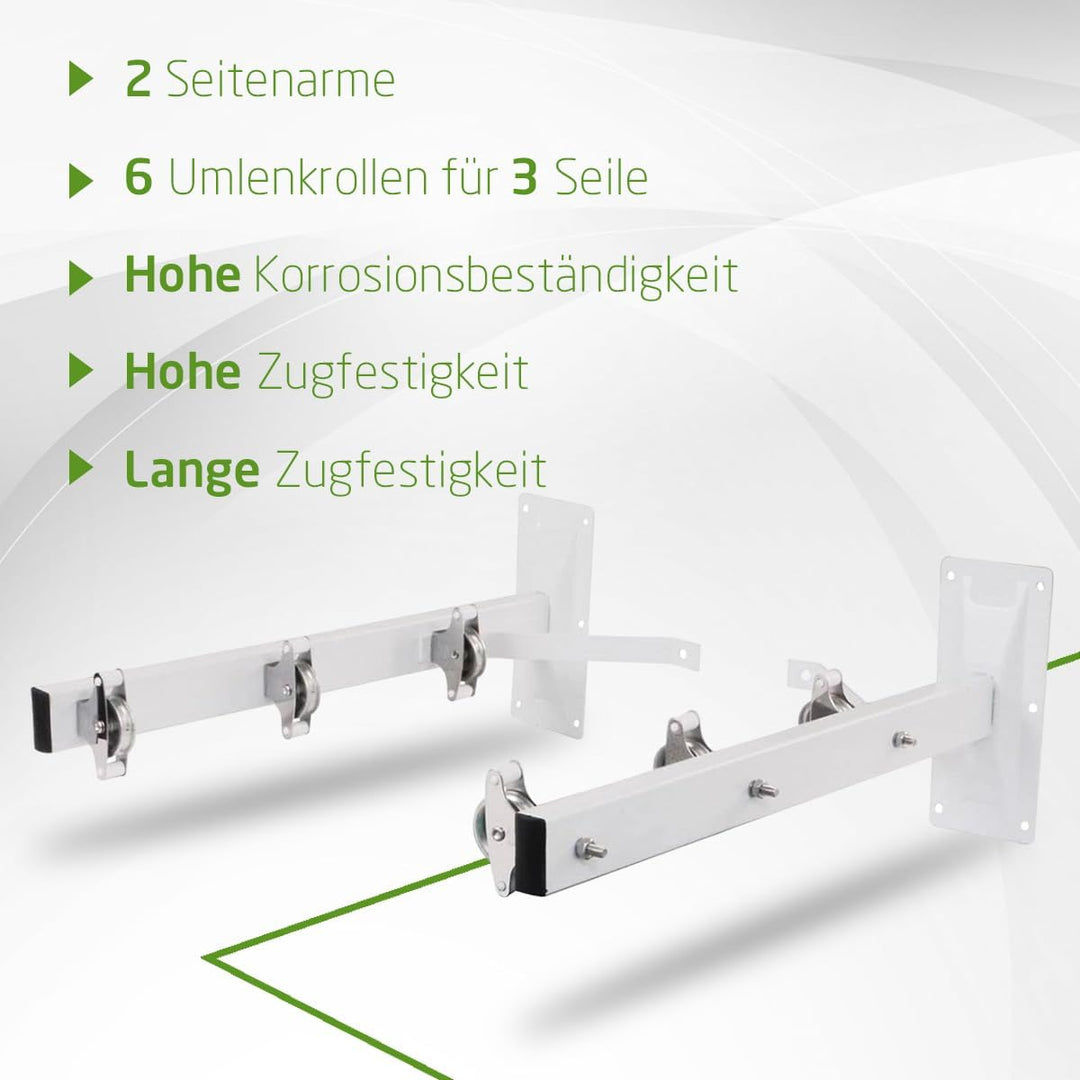 AMIG - Seitlicher Wäscheständer Modell 3 aus Edelstahl, Finish in Weiss, mit sechs Spulen und DREI S