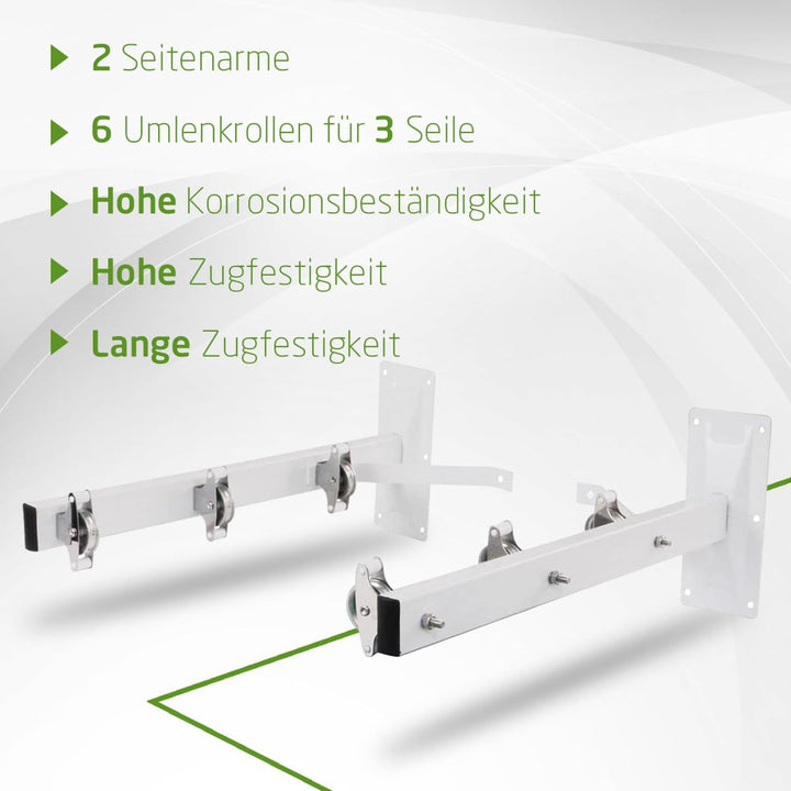 AMIG - Seitlicher Wäscheständer Modell 3 aus Edelstahl, Finish in Weiss, mit sechs Spulen und DREI S