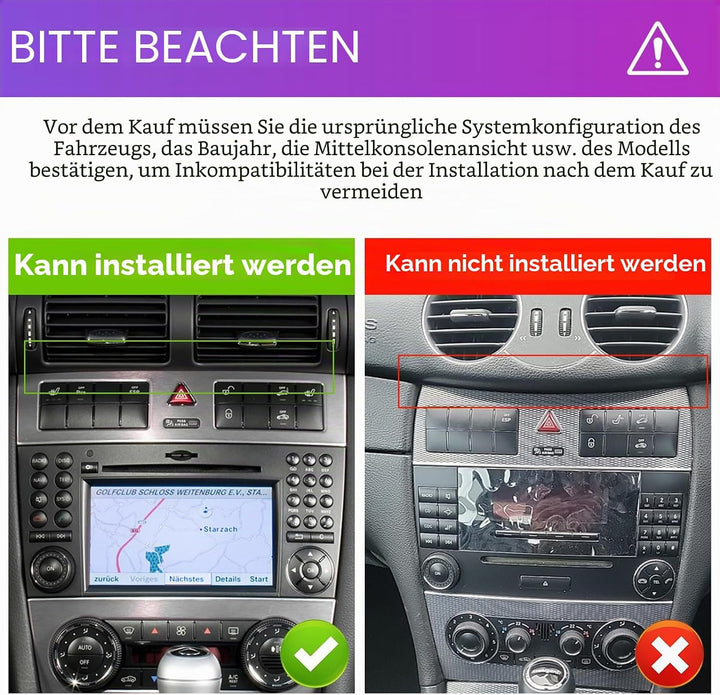 CAMECHO 2G+64G Android 15 Autoradio mit Carplay Navi für Mercedes Benz C Klasse W203 W209 C180 C200