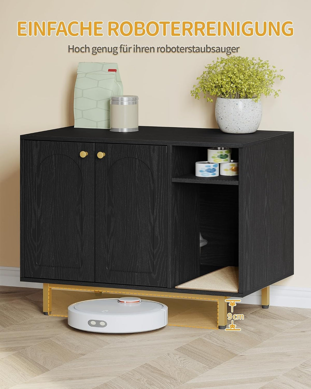 Hzuaneri Katzenschrank, Katzentoilette, Katzenklo Schrank, Katzenhaus mit Tür und separater Trennwan