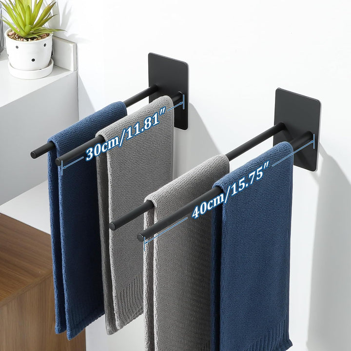 SAYAYO Handtuchhalter Ohne Bohren Handtuchhalter Schwarz Matt Handtuchstange Selbstklebend Zweiarmig
