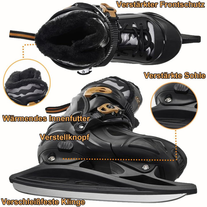 Schlittschuhe Verstellbar für Kinder Herren und Damen, Ice Skates Grössen 30 bis 45, Schicke Eislauf
