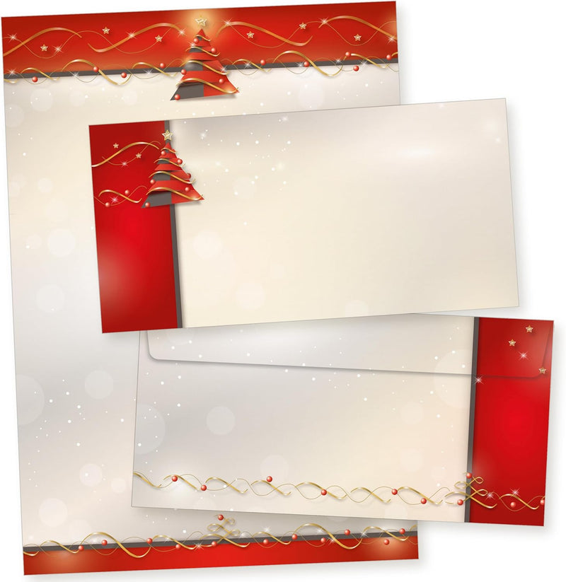 Avantgarde 25 Sets Weihnachtsbriefpapier mit Umschlag ohne Fenster Weihnachtspapier A4 Briefpapier W