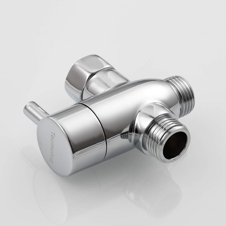 Tecmolog Umstellventil Dusche 3 Wege 1/2" Messing Absperrventil Dusche T Adapter für Handbrause Chro
