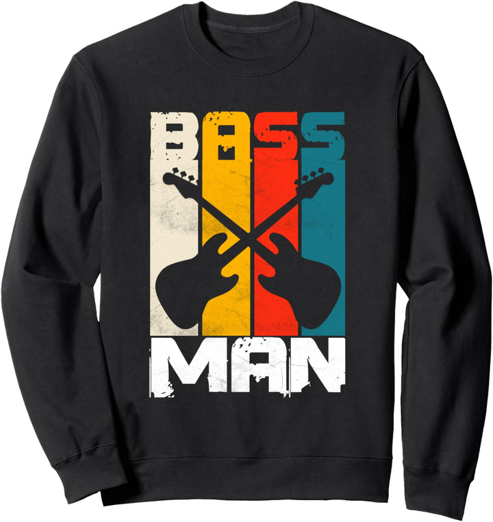 Retro Bass Man Design, Bassist, Gitarre Spielen Motiv Sweatshirt