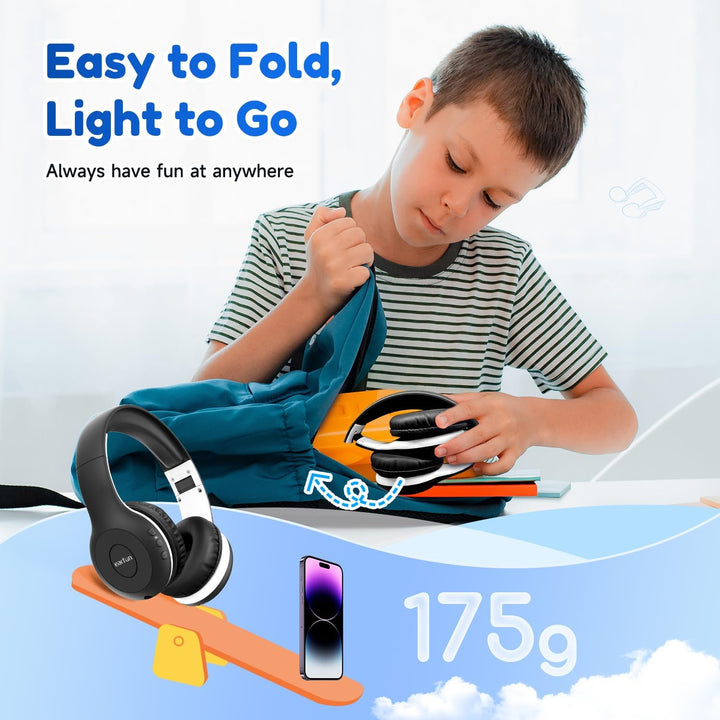 EarFun Bluetooth Kopfhörer Kinder, 85/94dB Lautstärkeregelung, HiFi Sound, HD-Mikrofon, 40 Std Akku,