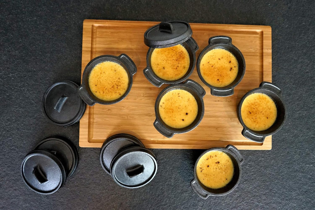 BBQ-Toro Mini Dutch Oven Set (6 Stück) I Ø 11 cm I bereits eingebrannt - preseasoned I Gusseisen Ser