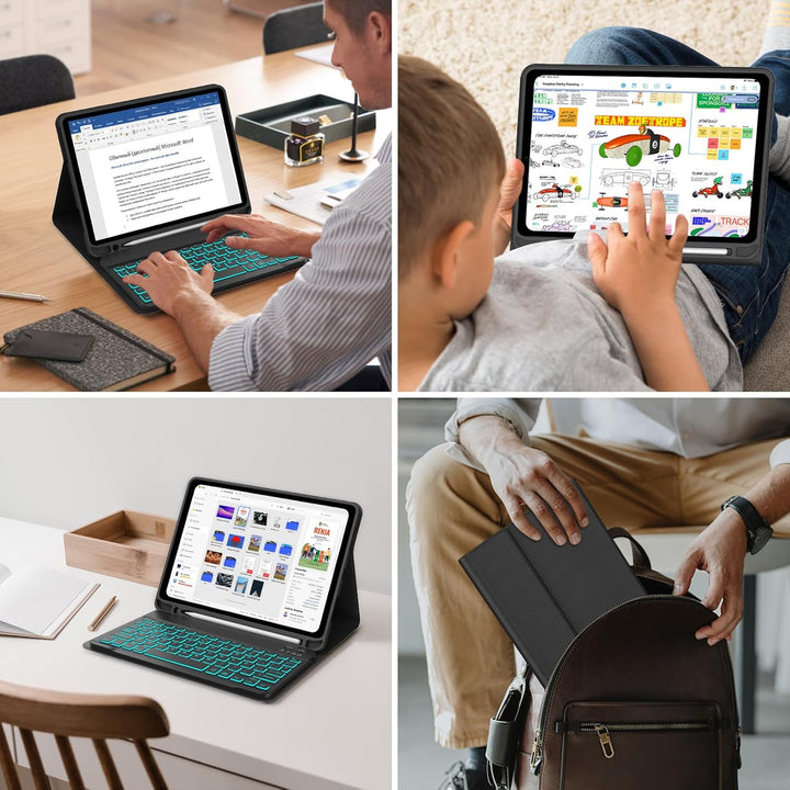 IVEOPPE Hülle mit Tastatur für iPad A16 11 Generation 2025/10 Generation 2022, Bluetooth Magnetische