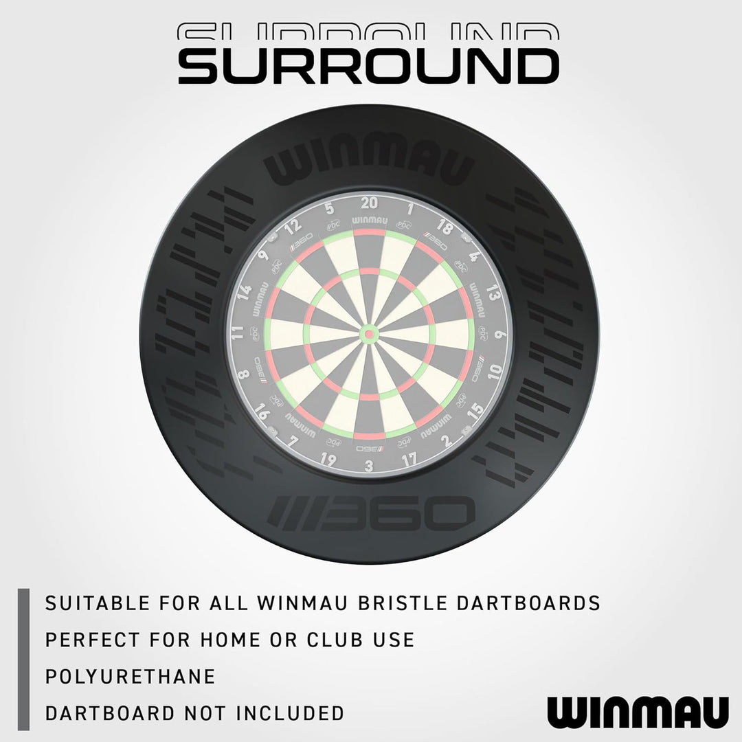 WINMAU Blade 360 Dartscheibe Schutzring - Schwarzer Dart Surround - Robuster Backboard-Wandschutz fü