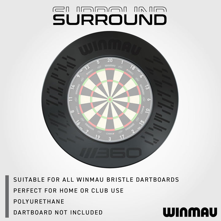 WINMAU Blade 360 Dartscheibe Schutzring - Schwarzer Dart Surround - Robuster Backboard-Wandschutz fü