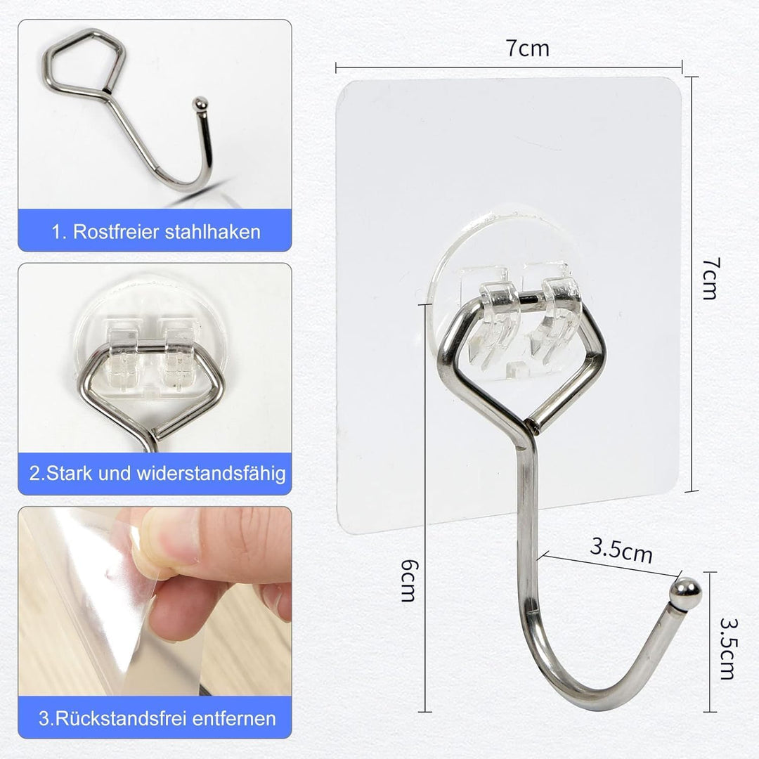 Charfia 16 Stück 15kg (Max) Selbstklebend Haken Extra Stark, Grosse Klebehaken Transparent Haken Sel