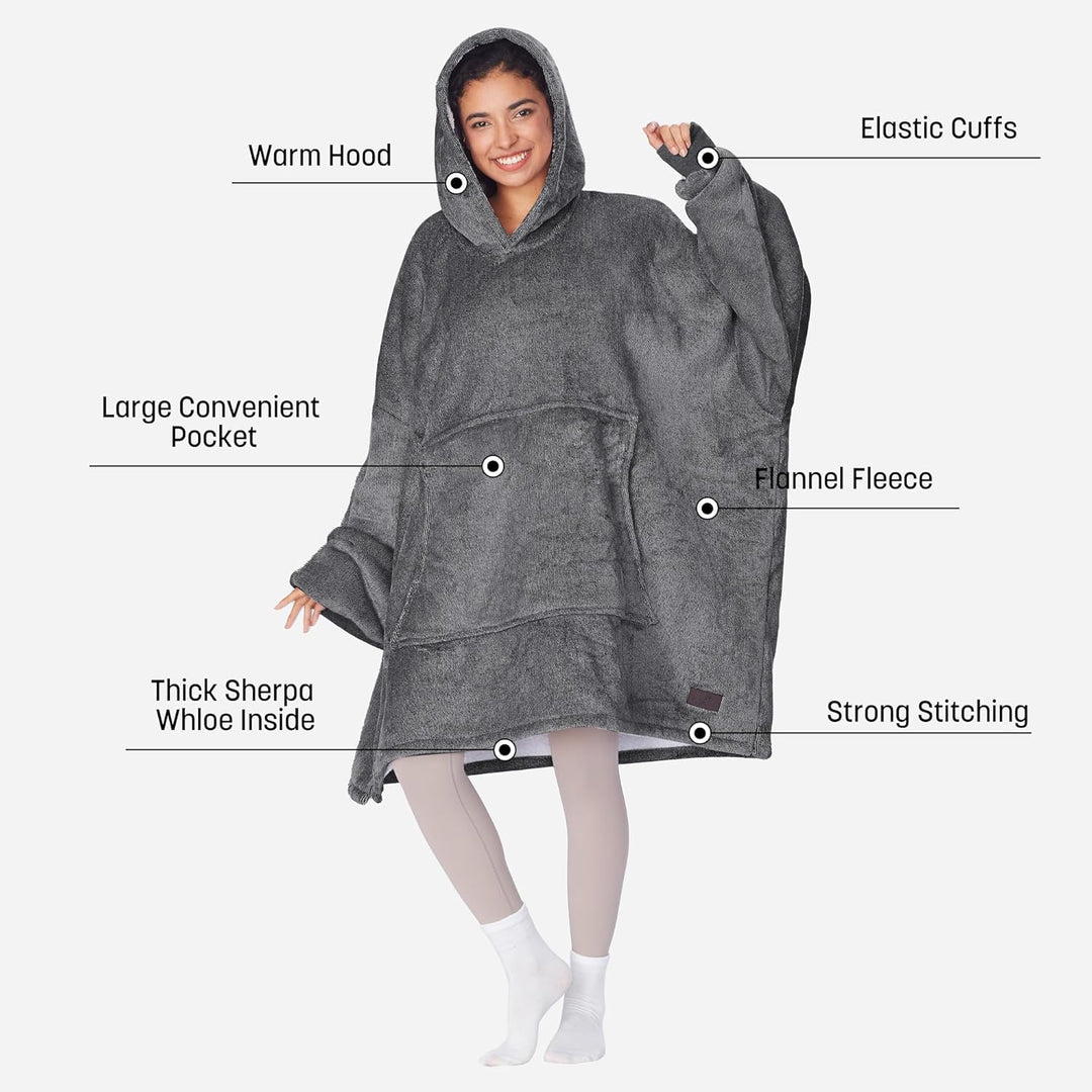 Kato Tirrinia Übergrosse Sherpa Hoodie Sweatshirt Decke, Weiche Warme Riesen Hoodie Fronttasche Gian