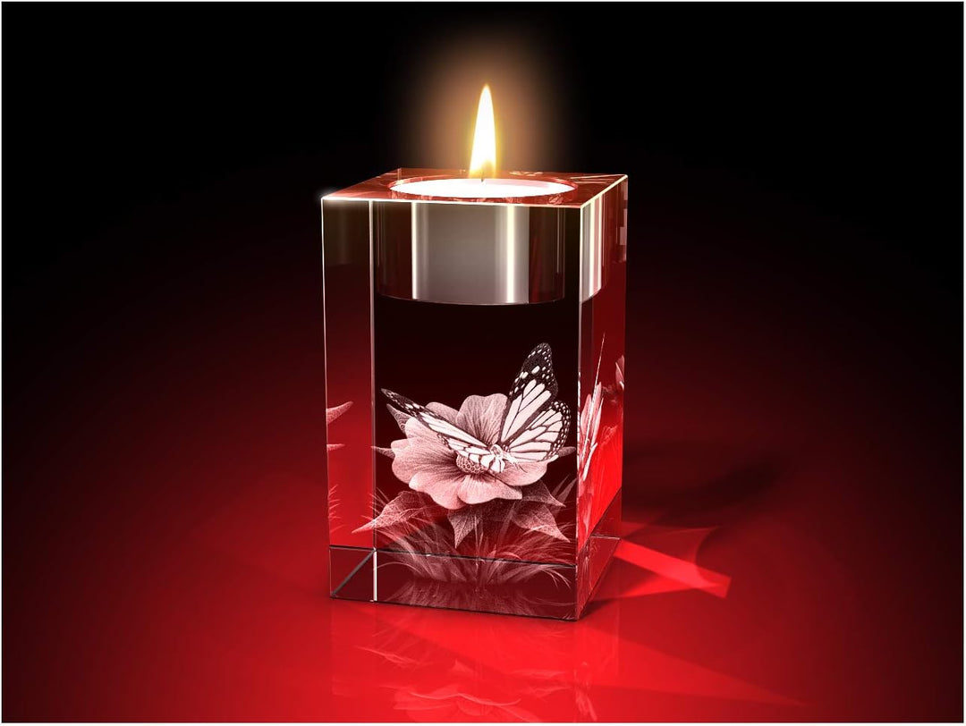 GLASFOTO.COM, Ostern 4er Teelichthalterset, 50 x 80 x 50 mm, Kristallglas 3D Innengravur in Premiumq