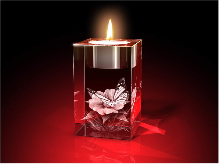 GLASFOTO.COM, Ostern 4er Teelichthalterset, 50 x 80 x 50 mm, Kristallglas 3D Innengravur in Premiumq