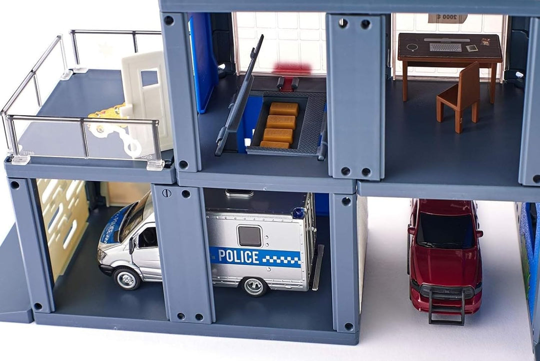 siku 5510, Polizeistation, Kunststoff, Multicolor, Light & Sound, Inkl. 2 Fahrzeugen und Zubehör, Vi