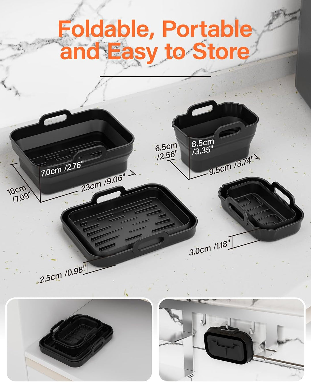 Silikonform Heissluftfritteuse, Airfryer Zubehör 4 Stück für Ninja AF400EU SL400EU AF451EU, COSORI,
