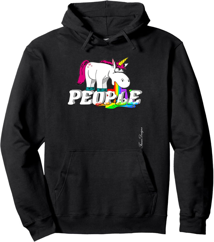 Ich hasse Menschen. Süsses Einhorn kotzt. Lustiges Statement Pullover Hoodie
