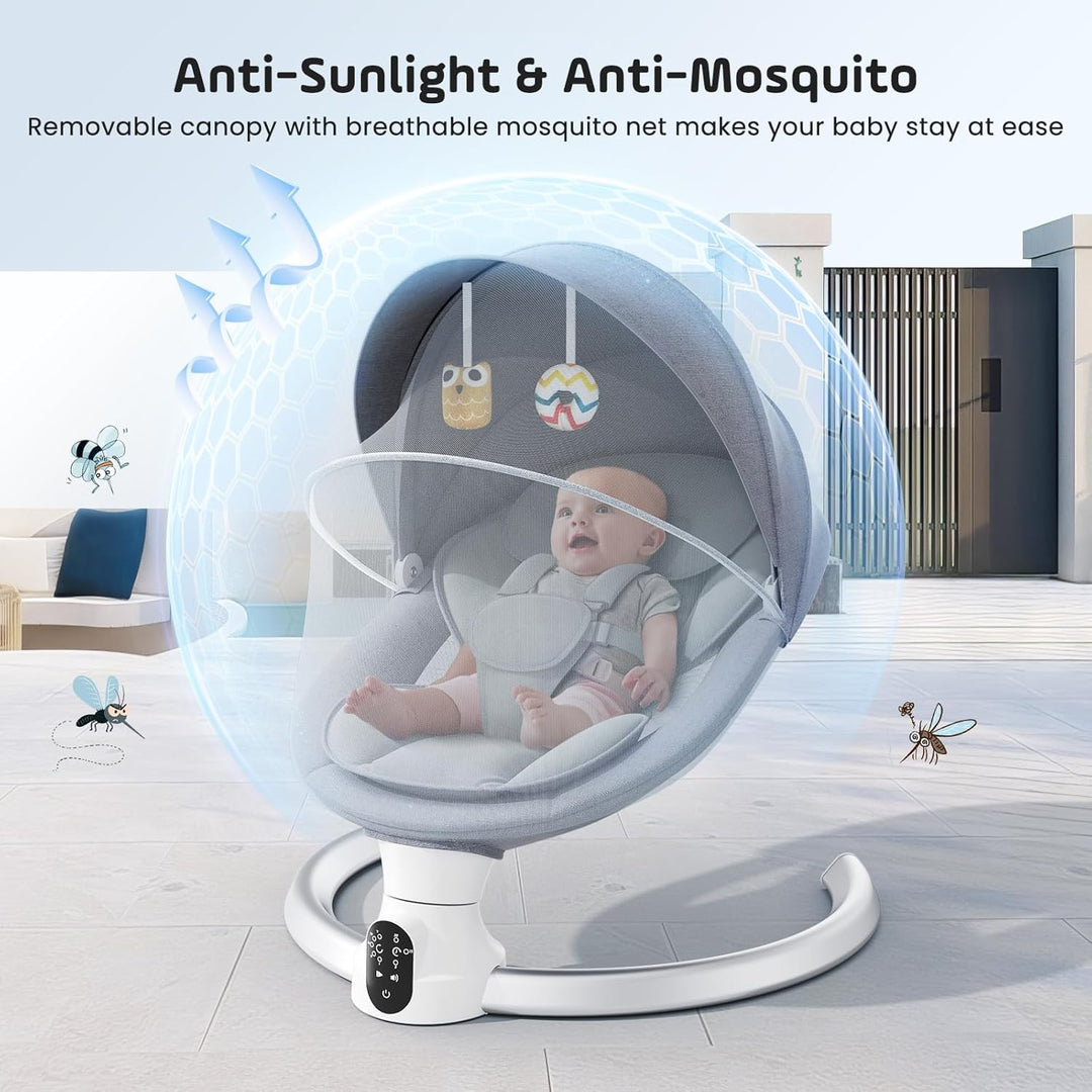 Elektrische Babywippe für Kleinkinder,Elektrische Babyschaukel mit 5 Punkt Sicherheitsgurt 5 Schauke