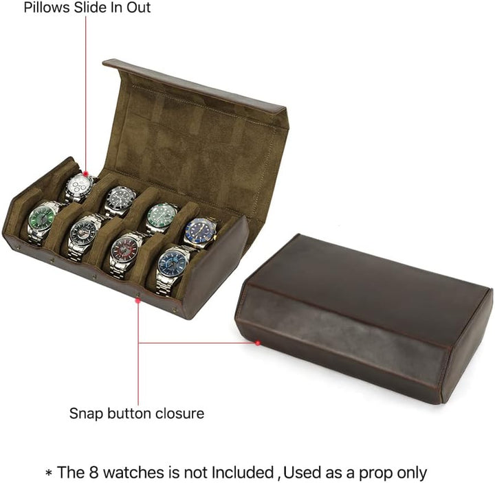 Hiram Uhrenaufbewahrungskasten aus echtem Leder, sechseckig, Uhrenbox für 8 Uhren, schützende Aufbew