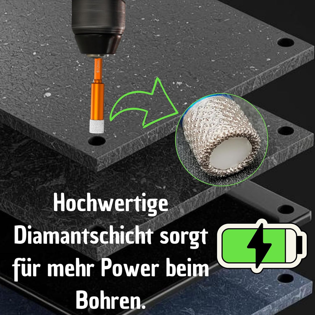 8X Fliesenbohrer Diamantbohrer Set 6mm, Glasbohrer Keramikbohrer Porzellanbohrer Feinsteinzeugbohrer