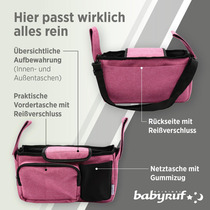 Kinderwagen Organizer BO 200 | Babytasche | Kinderwagen Zubehör | Praktische Innenaufteilung | Wicke