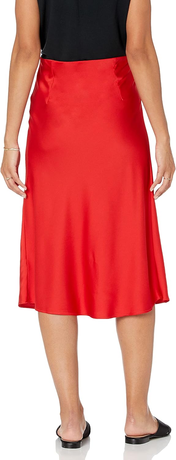 The Drop Damen Maya Rock, seidiger Slip-Skirt-Stil M Rot, M Rot