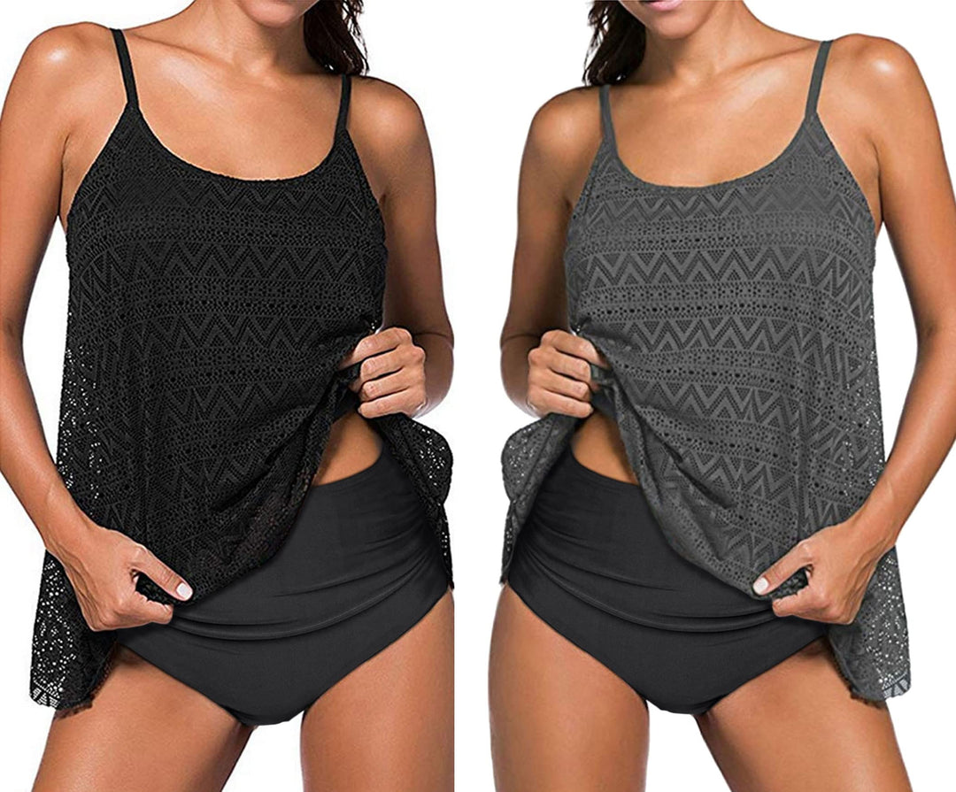 Octopus Figurumspielende Bademode im Oversize Look 3tlg. Tankini Set mit Slip f5685 64 Tankini Schwa
