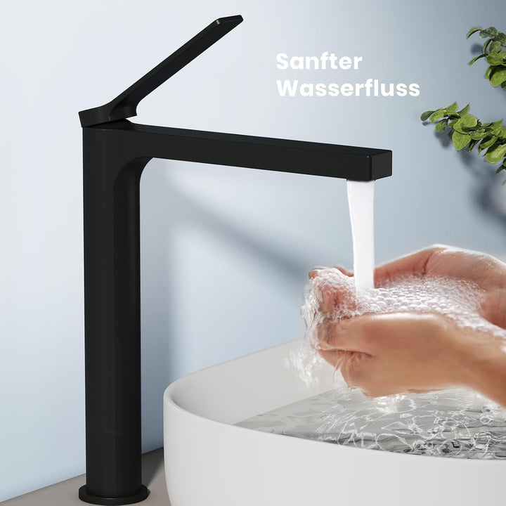 EMKE Wasserhahn Bad Schwarz Matt, 335 x 233 x 46 mm, Messing, Keramikkartusche, Badarmatur, Mischbat