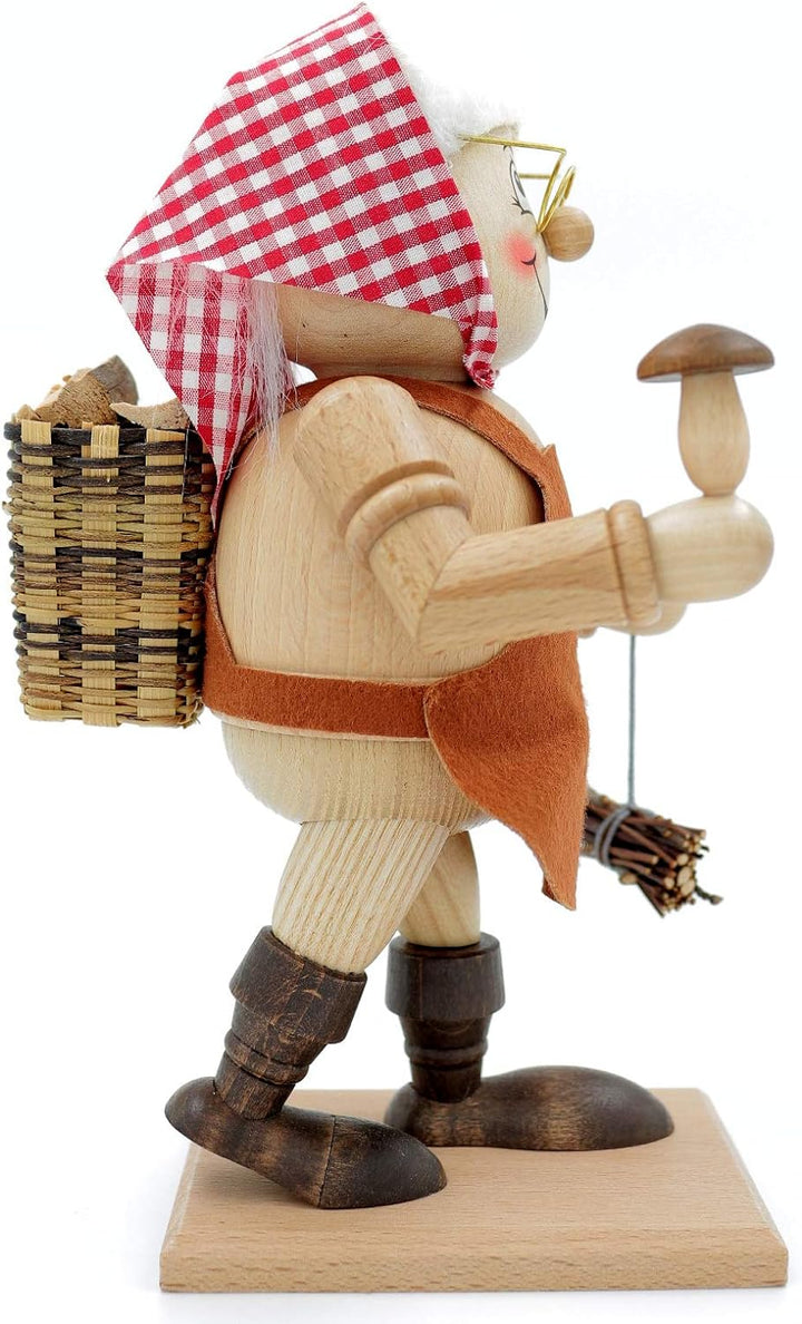 Kuhnert - Original Erzgebirgische Holzkunst Räuchermann Räucherfigur 23cm - Reisigfrau, Reisigfrau