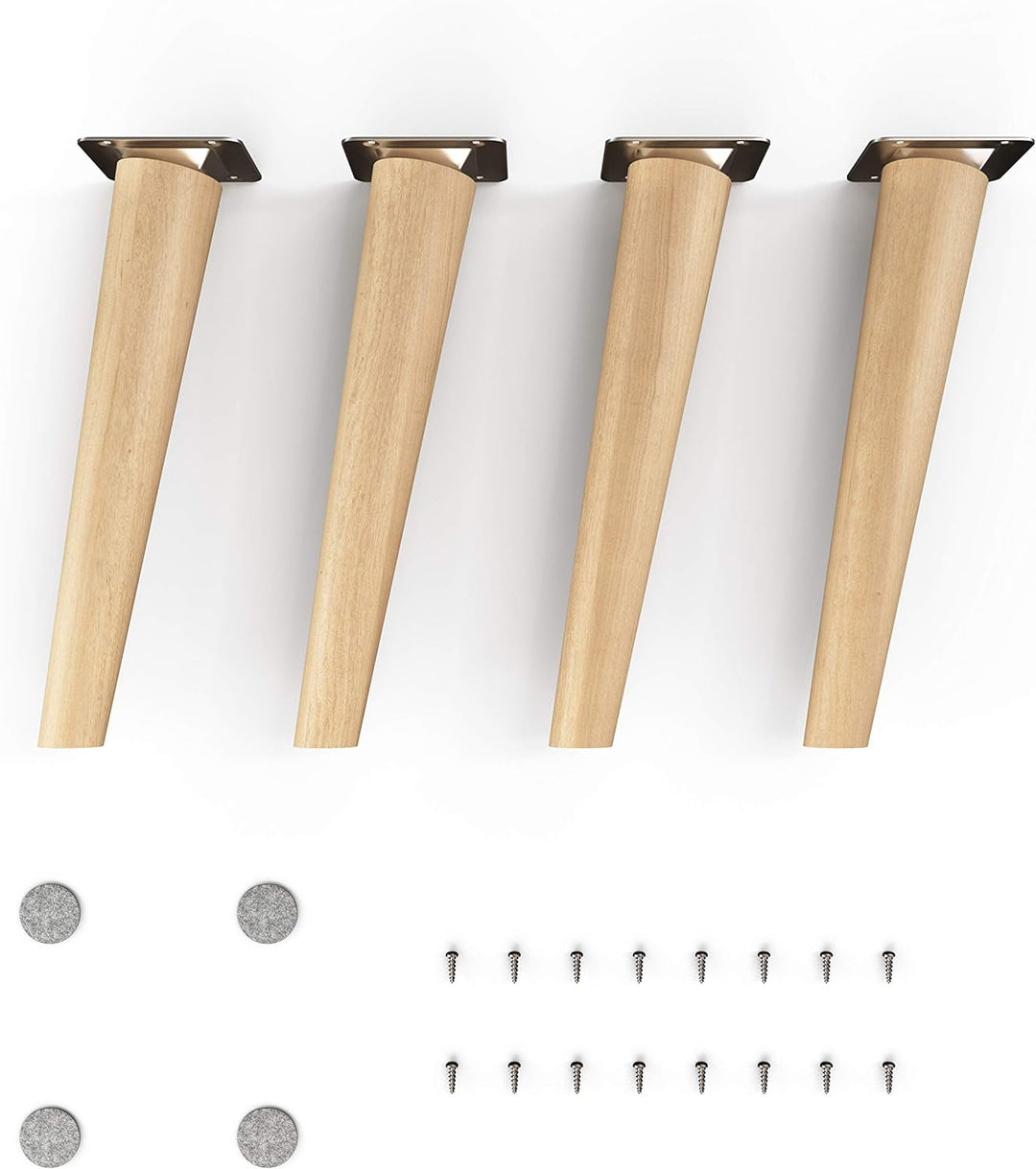 sossai® Holz-Möbelfüsse - Clif Round | Öl-Finish | Höhe: 25 cm | HMF2 | rund, konisch (schräge Ausfü