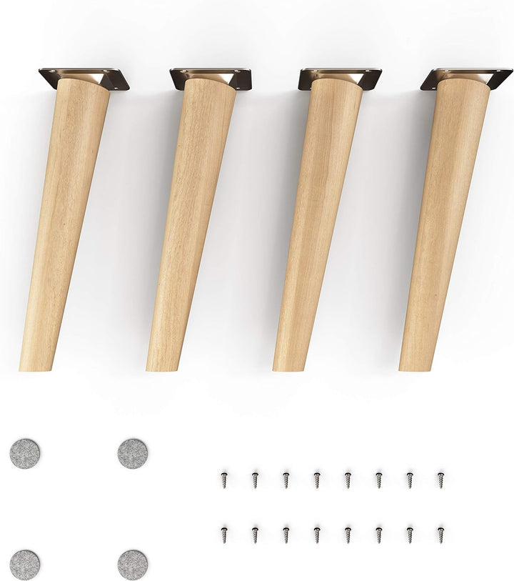 sossai® Holz-Möbelfüsse - Clif Round | Öl-Finish | Höhe: 25 cm | HMF2 | rund, konisch (schräge Ausfü