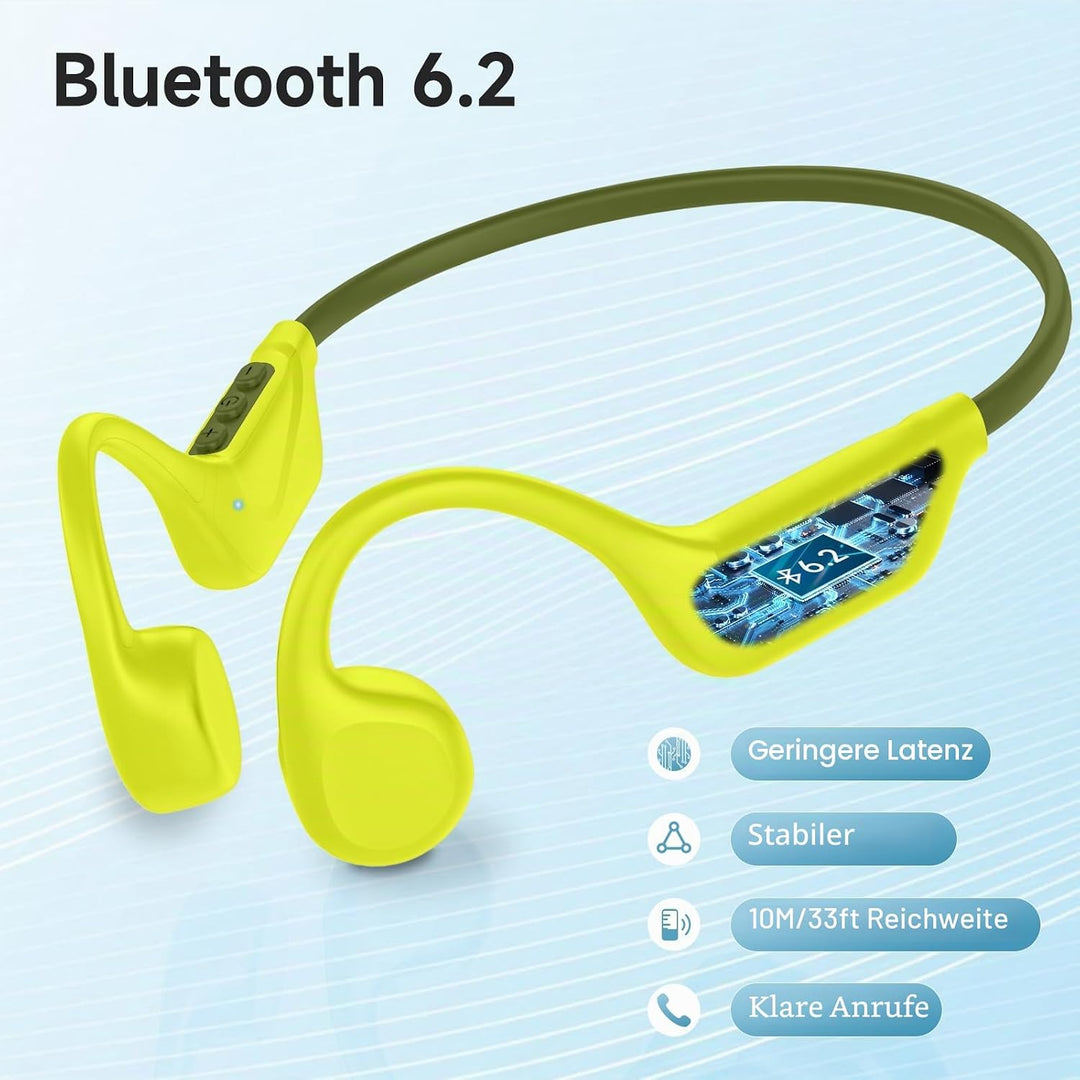 IFECCO Knochenschall Kopfhörer Bluetooth 6.2 - Open Ear Kopfhörer Kabellos,IPX5 wasserdichte Knochen