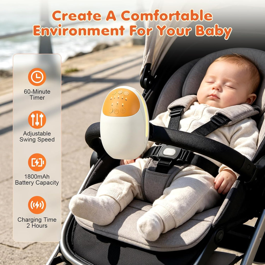 Kinderwagen Schaukler mit 5 Stufen & 1800mAh Akku, elektrischer Kinderwagenschaukler mit Bluetooth L