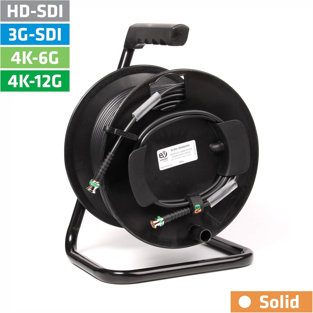 Emelec VíasCom R-SDI-3006N/030 – 30 m Videokabel 4K-UHD 12G-SDI (0.8/3.75/6.0) montiert auf Kabelhal