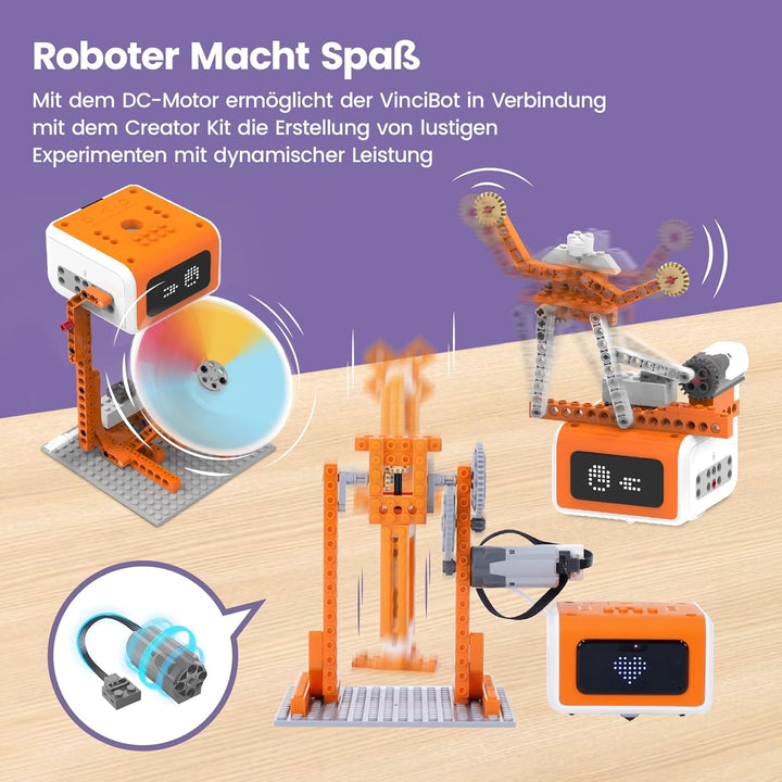 MatataStudio Creator Kit für VinciBot Kinder Programmierbarer Roboter mit 434 Bausteinen, Über 20 Ba