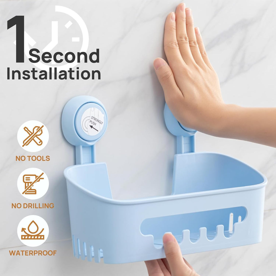 LEVERLOC Duschablage Ohne Bohren Saugnapf Dusche Organizer Grosse Kapazität Bad Organizer Ohne Bohre