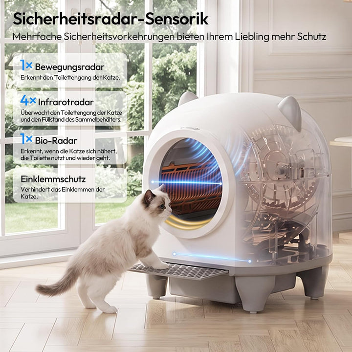 Devoko Selbstreinigendes Katzenklo, 90 l, Elektrisch, mit Müllbeuteln und Matte, Grosse Kapazität, S
