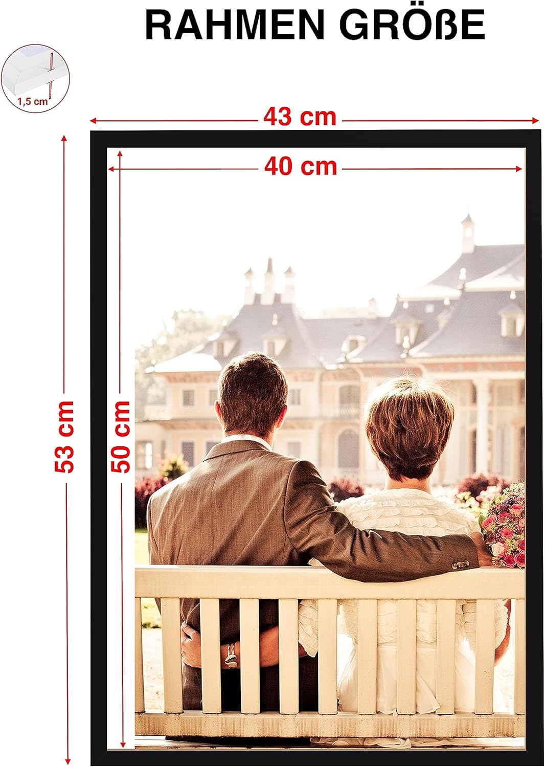 CABBEL Doppelpack (2er Set) Bilderrahmen 40x50 cm, Schwarz, stabiles MDF-Holz Rahmen, bruchsicherem